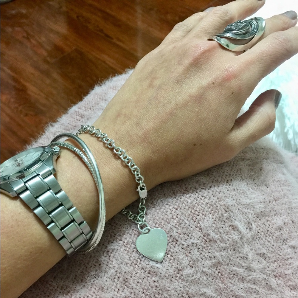 💕Sterling silver heart dangle bracelet